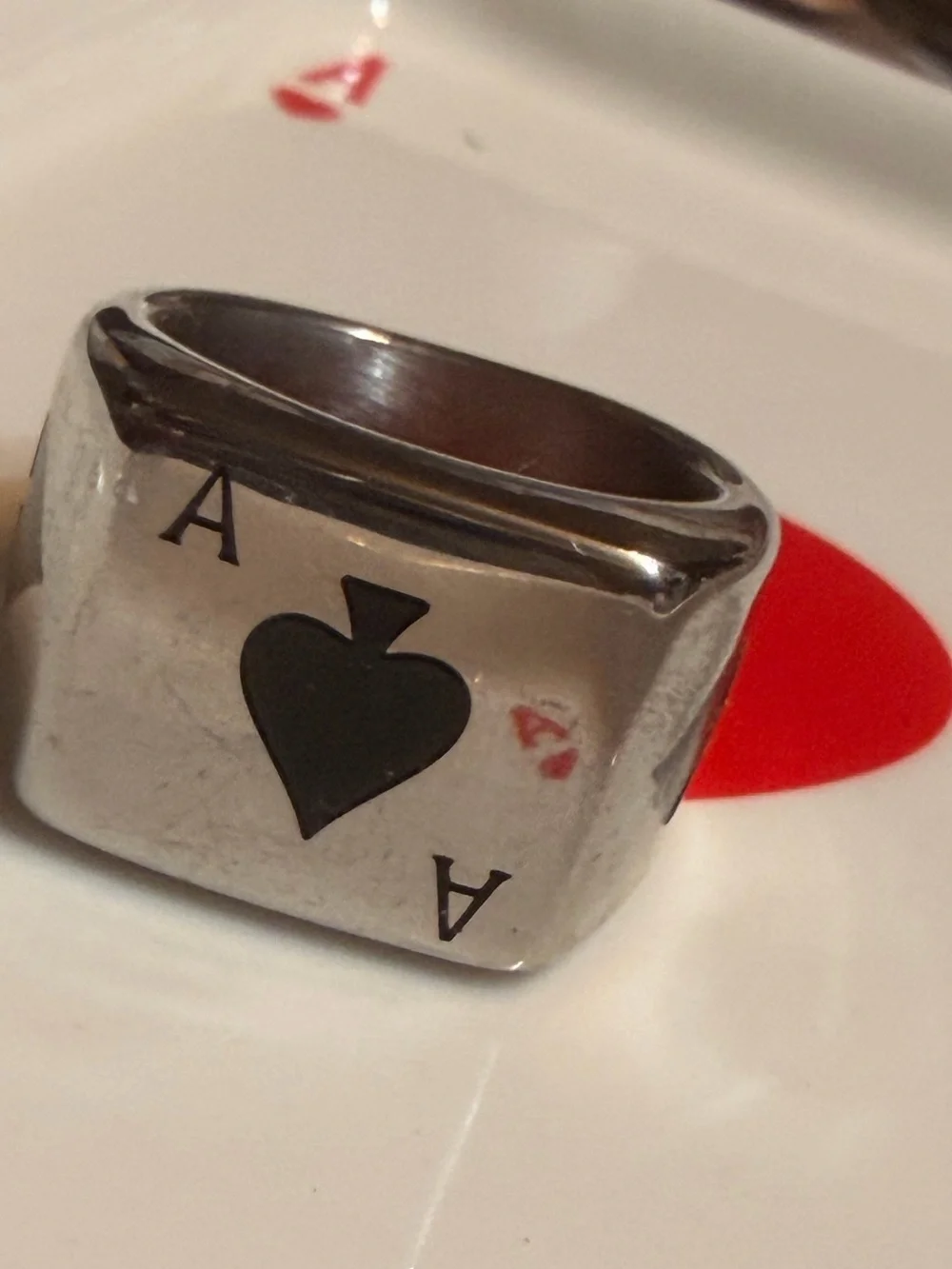 Silver Ace of Spades Stainless Steel Signet Ring